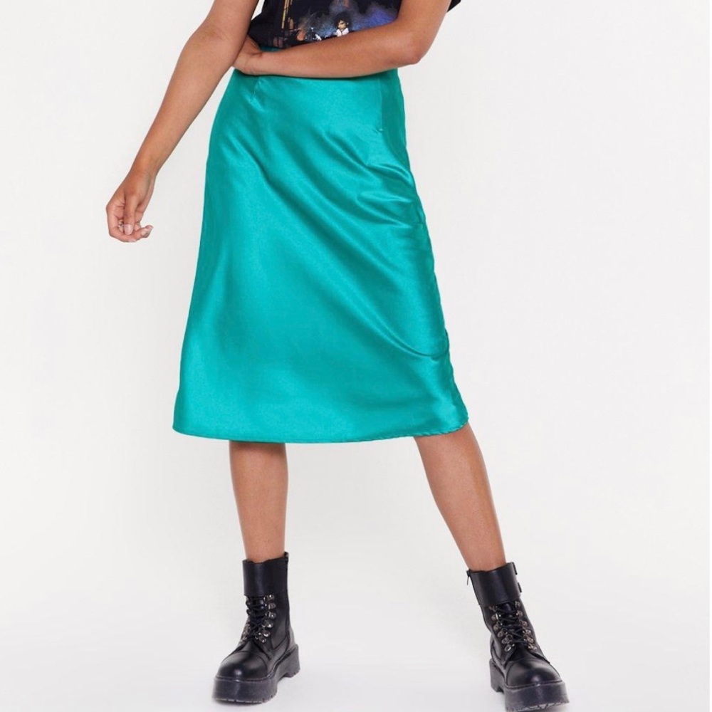 Aqua Satin Skirt